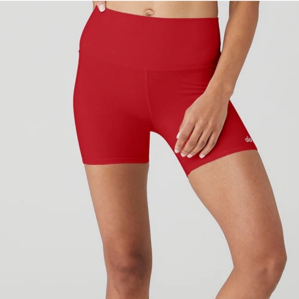 Alo 5" Airbrush High-Waist Biker Short XS Red